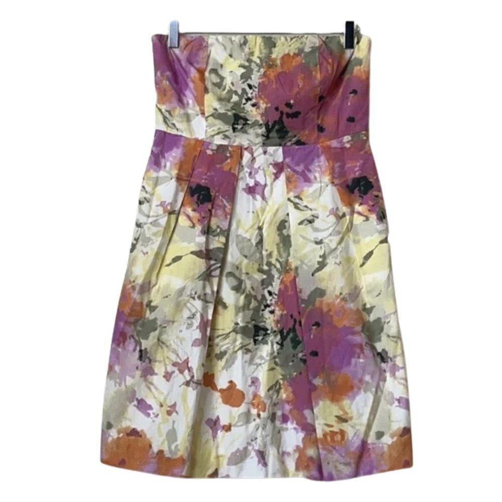 J. Crew Factory Watercolor Floral Strapless Midi Dress Sz. 8